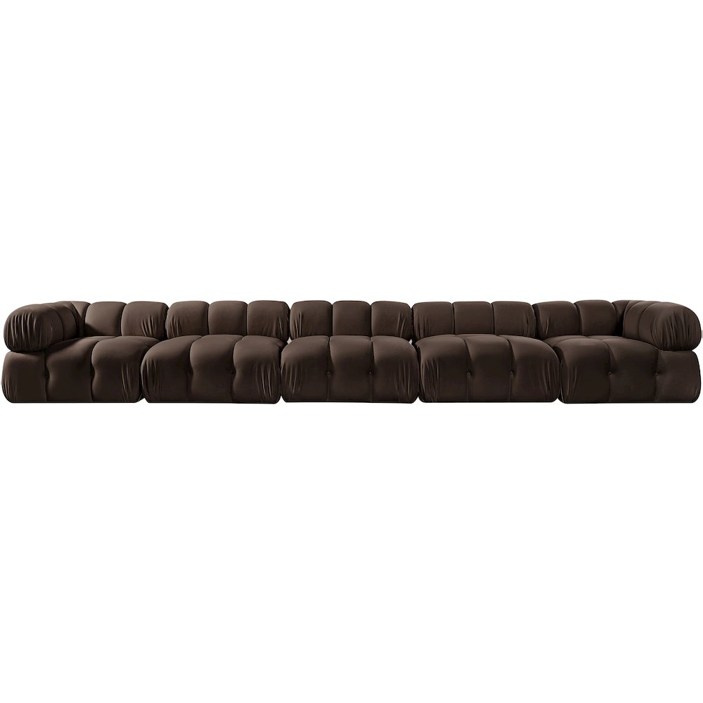 Orin Brown Velvet Performance Fabric Upholstered 5 pc. Modular Sofa