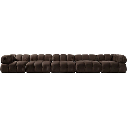 Orin Brown Velvet Performance Fabric Upholstered 5 pc. Modular Sofa