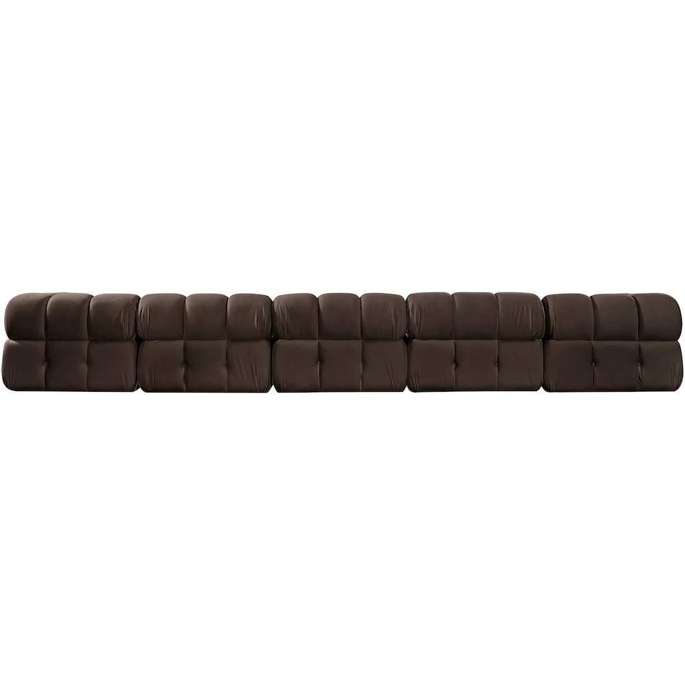 Orin Brown Velvet Performance Fabric Upholstered 5 pc. Modular Sofa