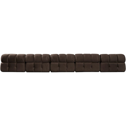 Orin Brown Velvet Performance Fabric Upholstered 5 pc. Modular Sofa