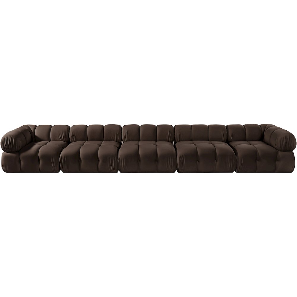 Orin Brown Velvet Performance Fabric Upholstered 5 pc. Modular Sofa