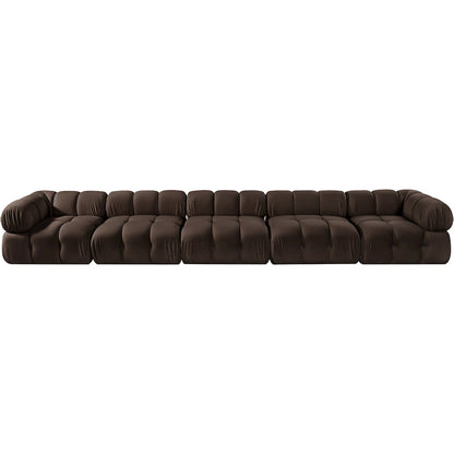 Orin Brown Velvet Performance Fabric Upholstered 5 pc. Modular Sofa