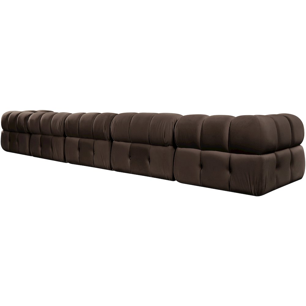 Orin Brown Velvet Performance Fabric Upholstered 5 pc. Modular Sofa