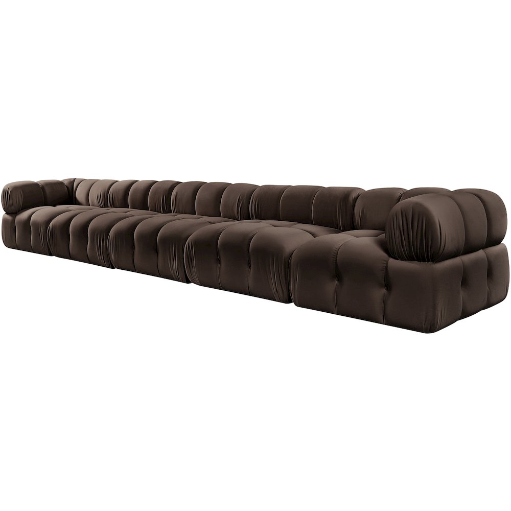 Orin Brown Velvet Performance Fabric Upholstered 5 pc. Modular Sofa