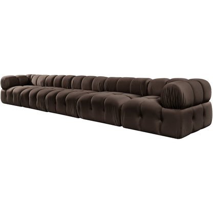 Orin Brown Velvet Performance Fabric Upholstered 5 pc. Modular Sofa