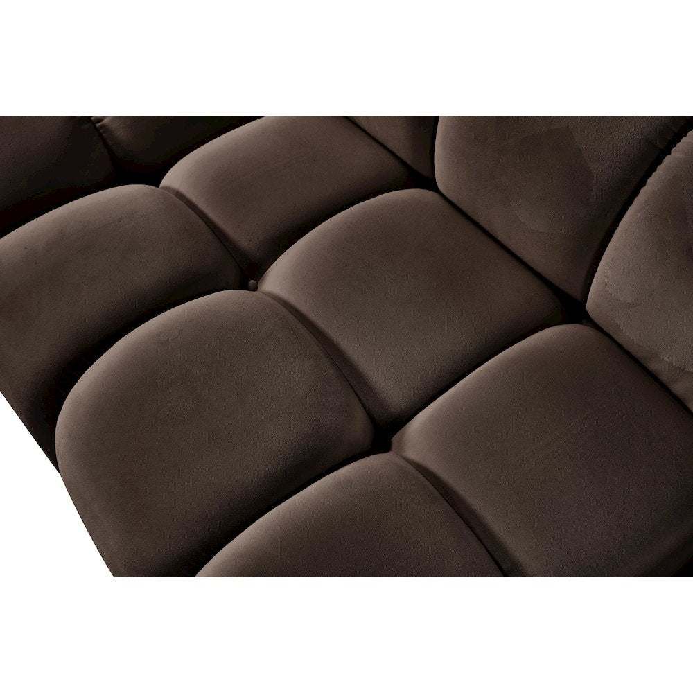 Orin Brown Velvet Performance Fabric Upholstered 5 pc. Modular Sofa
