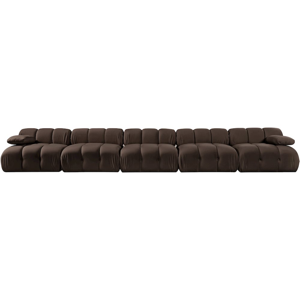 Orin Brown Velvet Performance Fabric Upholstered 5 pc. Modular Sofa
