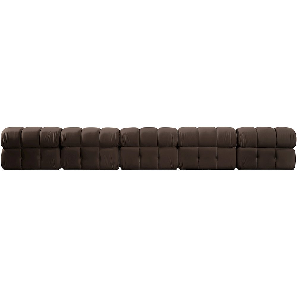 Orin Brown Velvet Performance Fabric Upholstered 5 pc. Modular Sofa