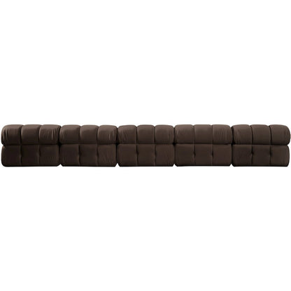 Orin Brown Velvet Performance Fabric Upholstered 5 pc. Modular Sofa