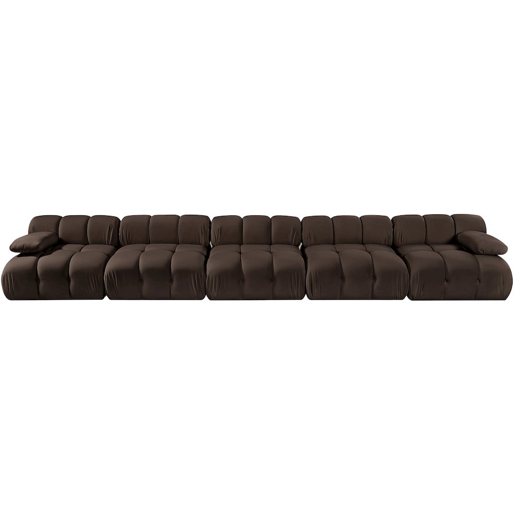 Orin Brown Velvet Performance Fabric Upholstered 5 pc. Modular Sofa