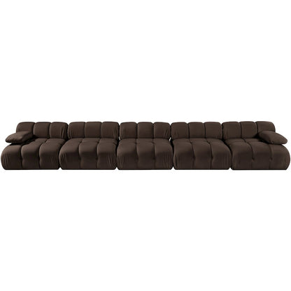 Orin Brown Velvet Performance Fabric Upholstered 5 pc. Modular Sofa