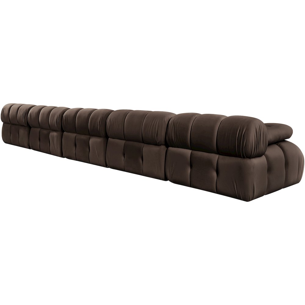 Orin Brown Velvet Performance Fabric Upholstered 5 pc. Modular Sofa