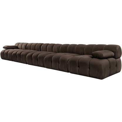 Orin Brown Velvet Performance Fabric Upholstered 5 pc. Modular Sofa