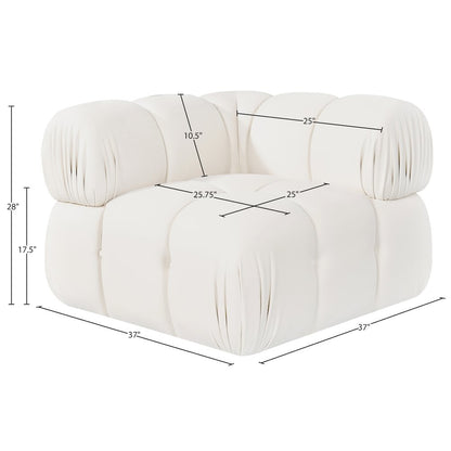 Orin Cream Velvet Performance Fabric Upholstered Modular Corner Chair