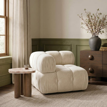 Orin Cream Velvet Performance Fabric Upholstered Modular Corner Chair