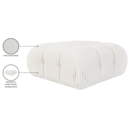 Orin Cream Velvet Performance Fabric Upholstered Modular Ottoman