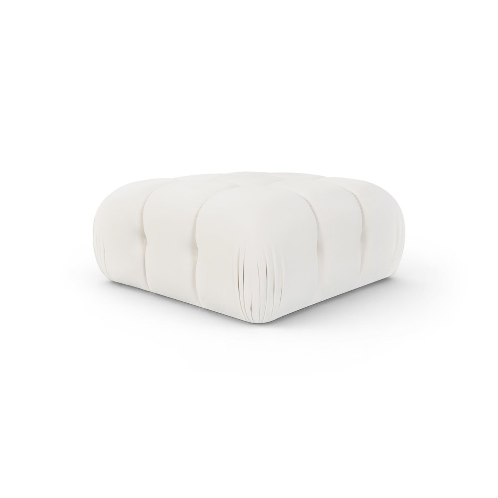 Orin Cream Velvet Performance Fabric Upholstered Modular Ottoman