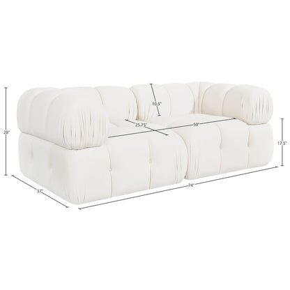 Orin Cream Velvet Performance Fabric Upholstered 2 pc. Modular Sofa