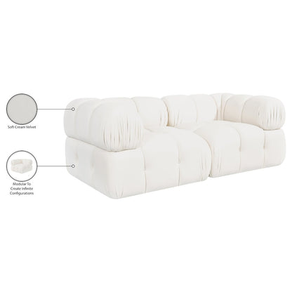Orin Cream Velvet Performance Fabric Upholstered 2 pc. Modular Sofa