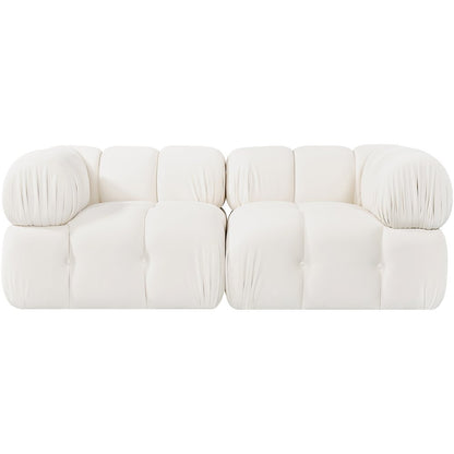 Orin Cream Velvet Performance Fabric Upholstered 2 pc. Modular Sofa