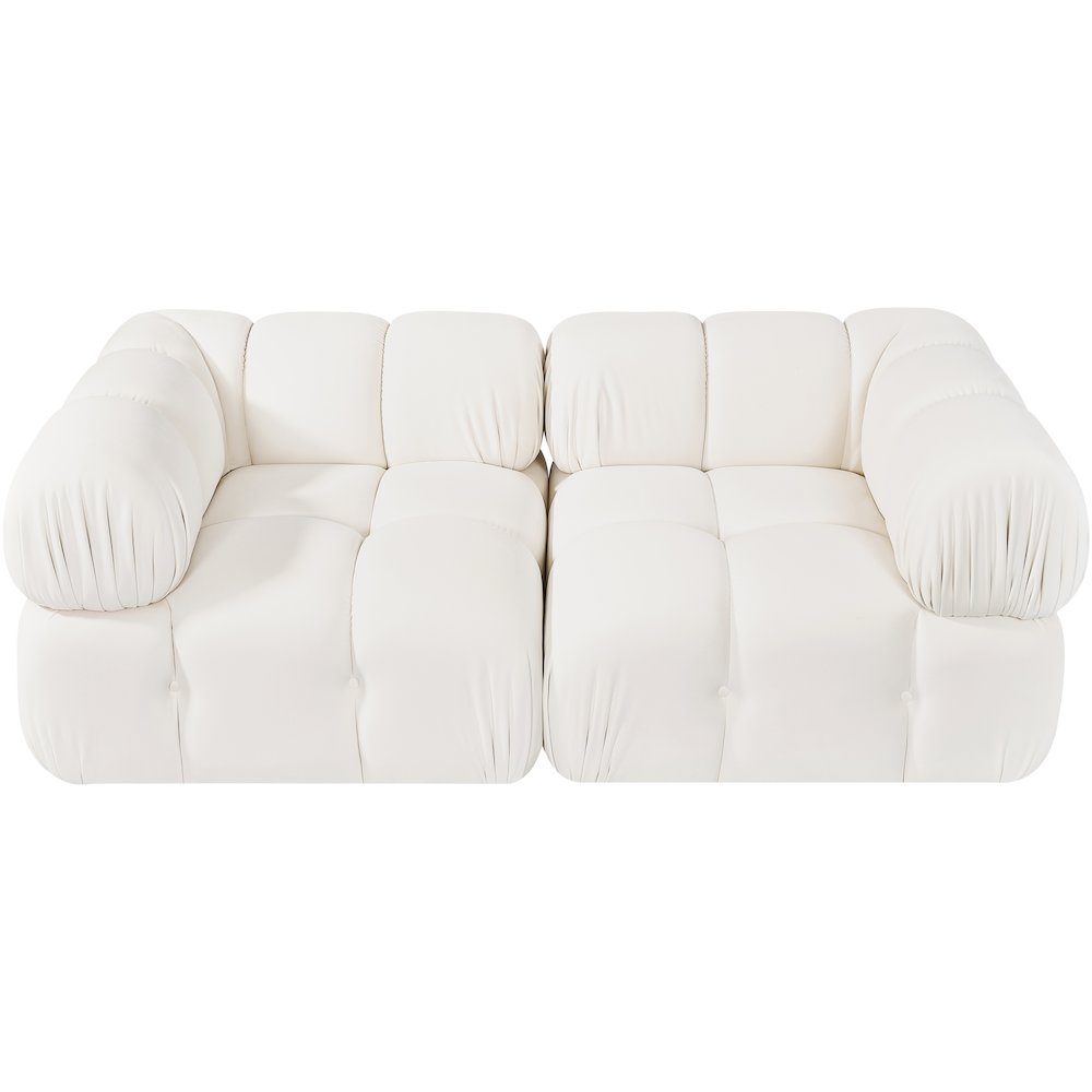 Orin Cream Velvet Performance Fabric Upholstered 2 pc. Modular Sofa