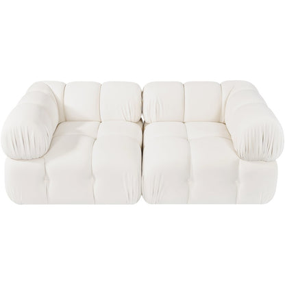 Orin Cream Velvet Performance Fabric Upholstered 2 pc. Modular Sofa