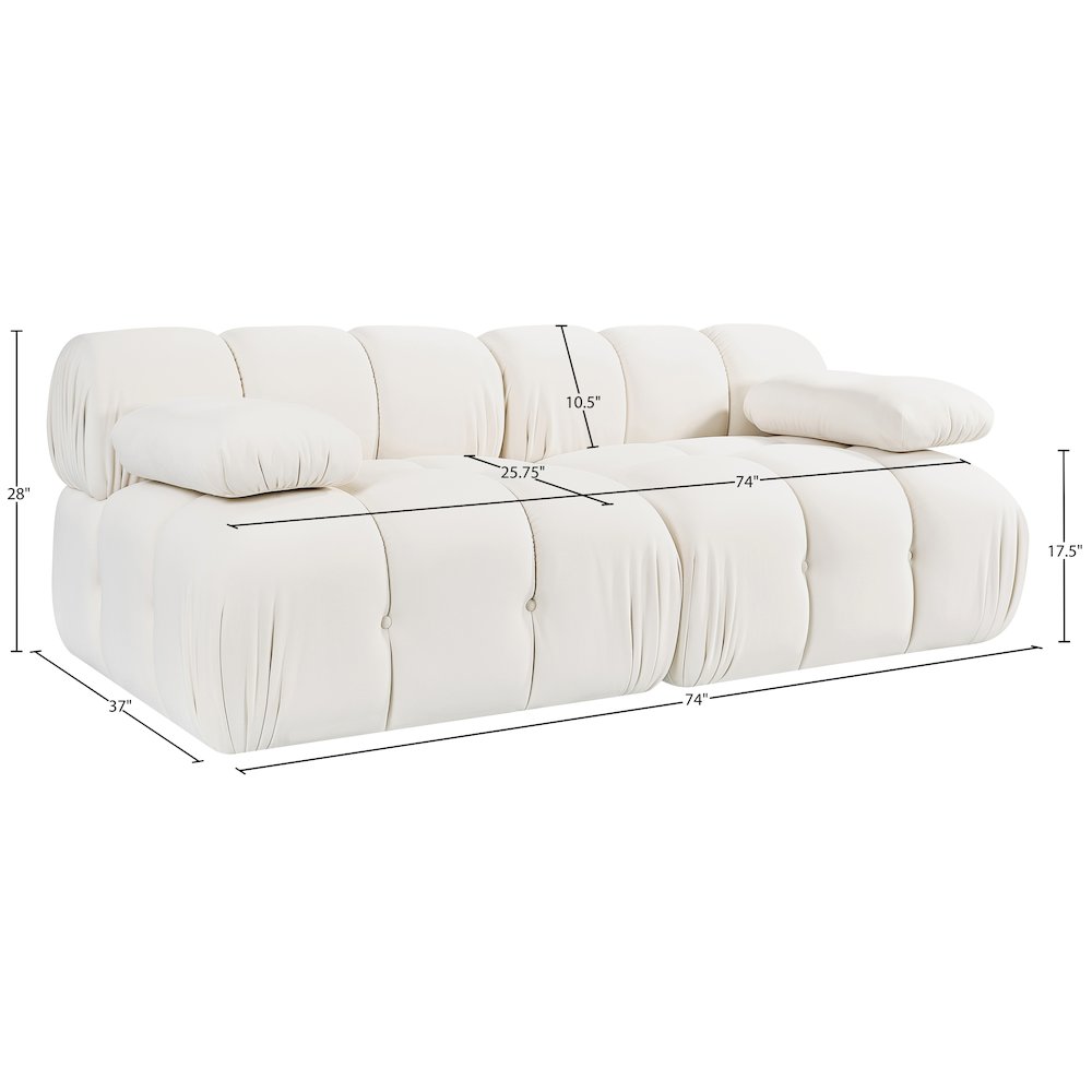 Orin Cream Velvet Performance Fabric Upholstered 2 pc. Modular Sofa