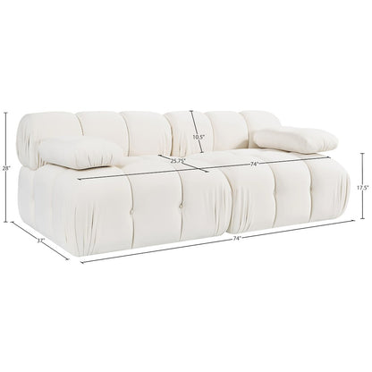 Orin Cream Velvet Performance Fabric Upholstered 2 pc. Modular Sofa