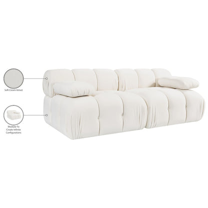Orin Cream Velvet Performance Fabric Upholstered 2 pc. Modular Sofa