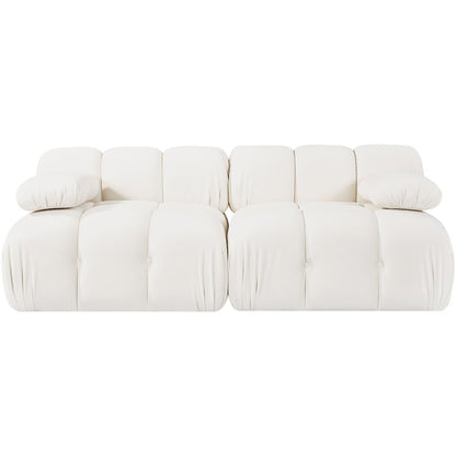 Orin Cream Velvet Performance Fabric Upholstered 2 pc. Modular Sofa
