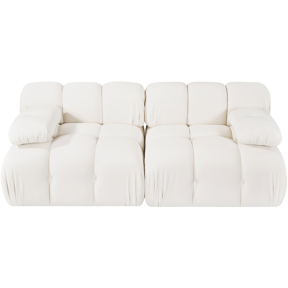 Orin Cream Velvet Performance Fabric Upholstered 2 pc. Modular Sofa