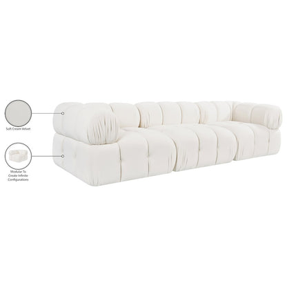 Orin Cream Velvet Performance Fabric Upholstered 3 pc. Modular Sofa