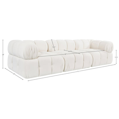 Orin Cream Velvet Performance Fabric Upholstered 3 pc. Modular Sofa