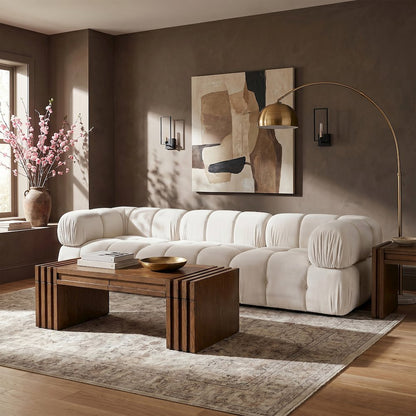 Orin Cream Velvet Performance Fabric Upholstered 3 pc. Modular Sofa