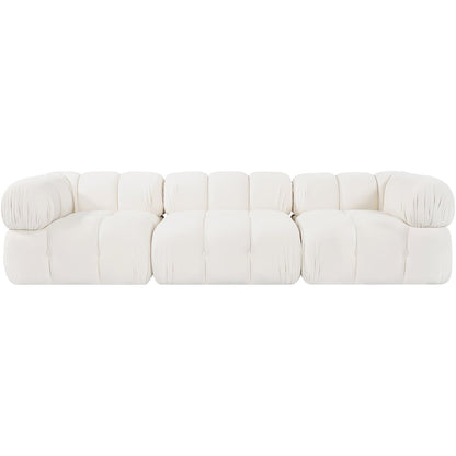 Orin Cream Velvet Performance Fabric Upholstered 3 pc. Modular Sofa