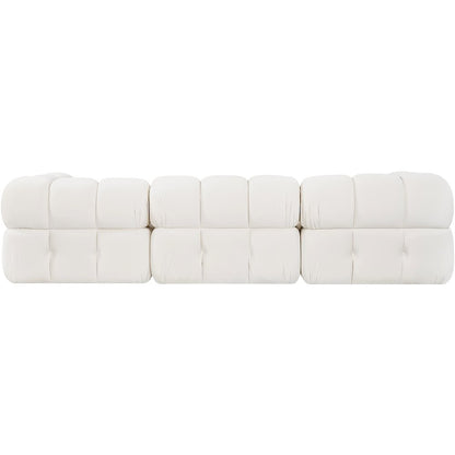 Orin Cream Velvet Performance Fabric Upholstered 3 pc. Modular Sofa