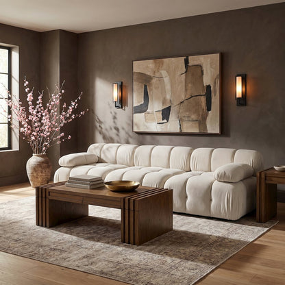 Orin Cream Velvet Performance Fabric Upholstered 3 pc. Modular Sofa