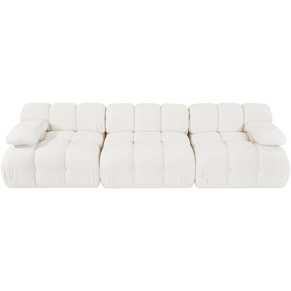 Orin Cream Velvet Performance Fabric Upholstered 3 pc. Modular Sofa