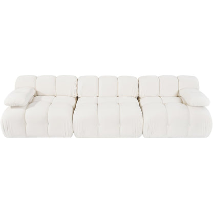 Orin Cream Velvet Performance Fabric Upholstered 3 pc. Modular Sofa