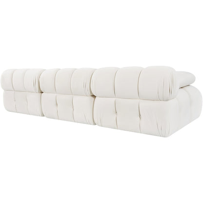 Orin Cream Velvet Performance Fabric Upholstered 3 pc. Modular Sofa