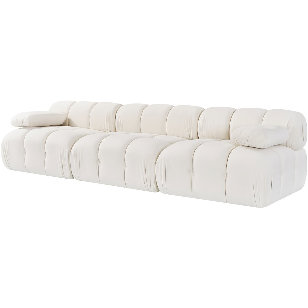 Orin Cream Velvet Performance Fabric Upholstered 3 pc. Modular Sofa