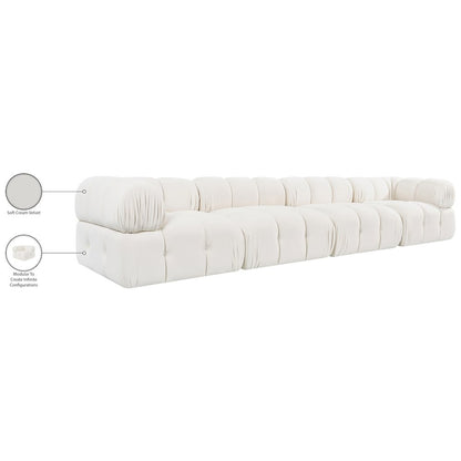 Orin Cream Velvet Performance Fabric Upholstered 4 pc. Modular Sofa