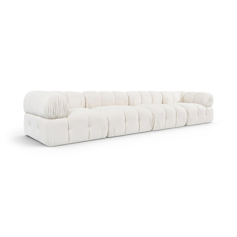 Orin Cream Velvet Performance Fabric Upholstered 4 pc. Modular Sofa