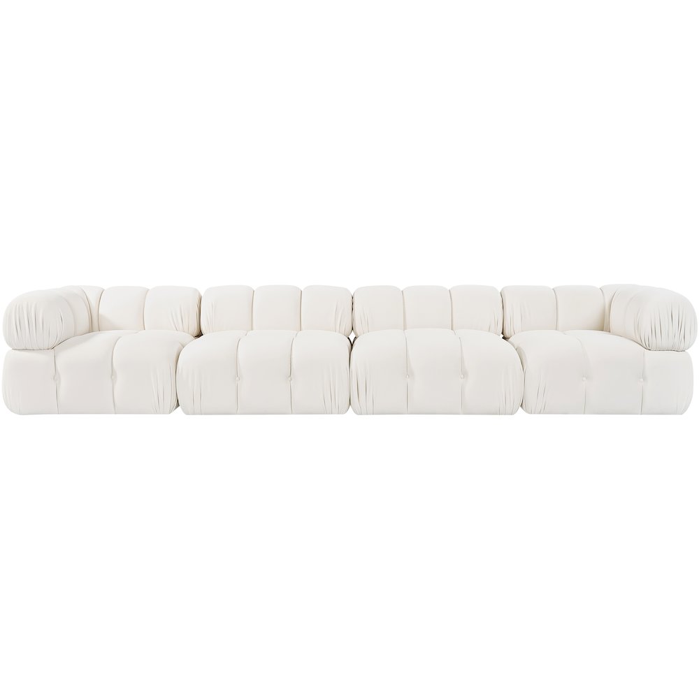 Orin Cream Velvet Performance Fabric Upholstered 4 pc. Modular Sofa