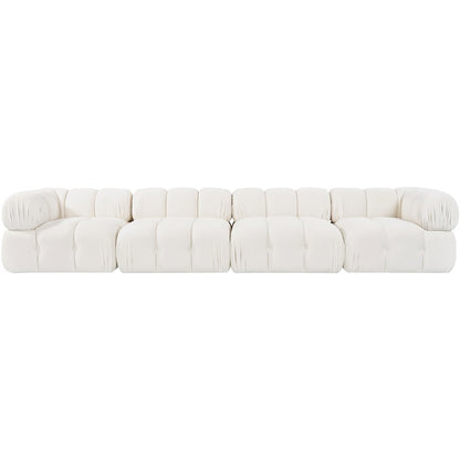 Orin Cream Velvet Performance Fabric Upholstered 4 pc. Modular Sofa