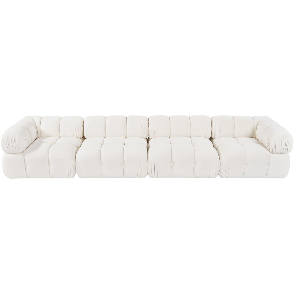 Orin Cream Velvet Performance Fabric Upholstered 4 pc. Modular Sofa