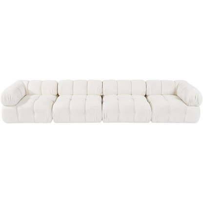 Orin Cream Velvet Performance Fabric Upholstered 4 pc. Modular Sofa