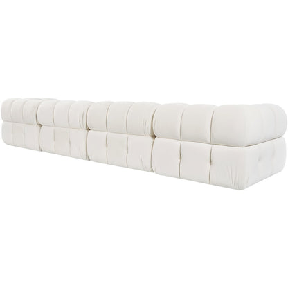Orin Cream Velvet Performance Fabric Upholstered 4 pc. Modular Sofa