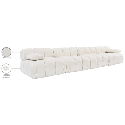 Orin Cream Velvet Performance Fabric Upholstered 4 pc. Modular Sofa