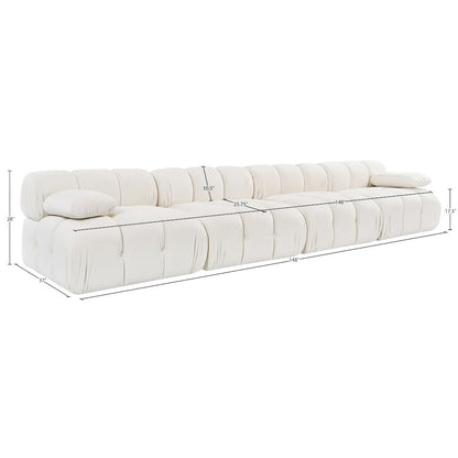 Orin Cream Velvet Performance Fabric Upholstered 4 pc. Modular Sofa